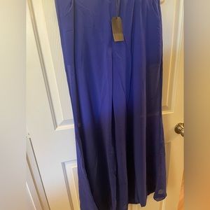 Elastic wide leg pant bright blue with elastic waist in size large